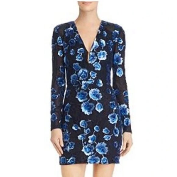 Bronx and Blanco Dresses & Skirts - NWT BRONX AND BLANCO  Sapphire Sequined Floral Long Sleeve Mini DressnWomens XS